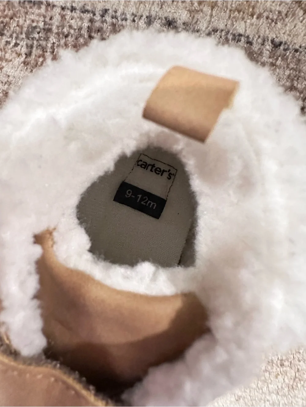 Carter's Tan Sherpa-Lined Baby Walker Shoes