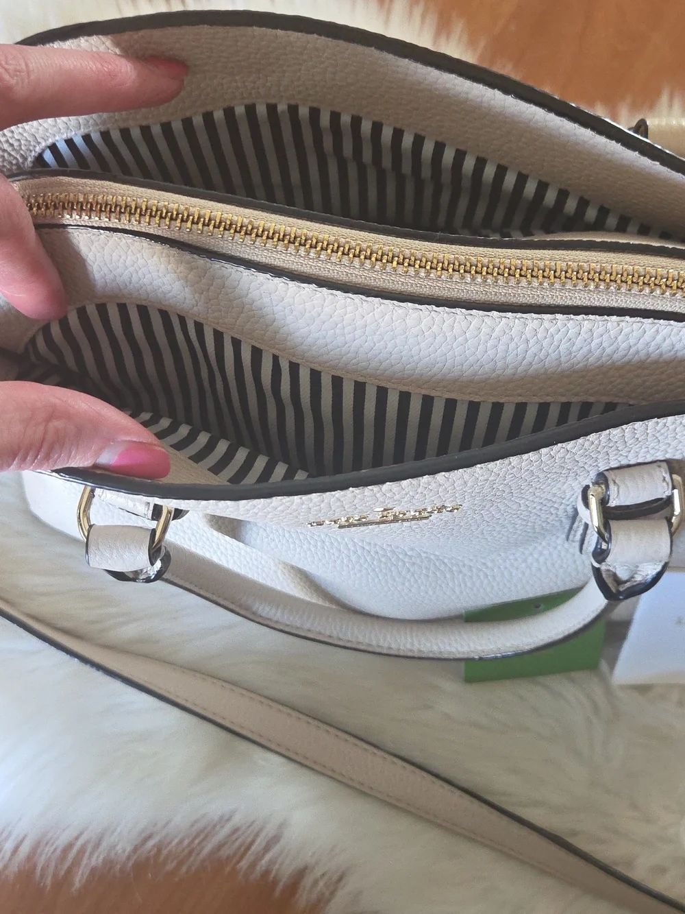 Kate Spade Pebbled Leather Jackson Street Satchel in Porcelain Medium