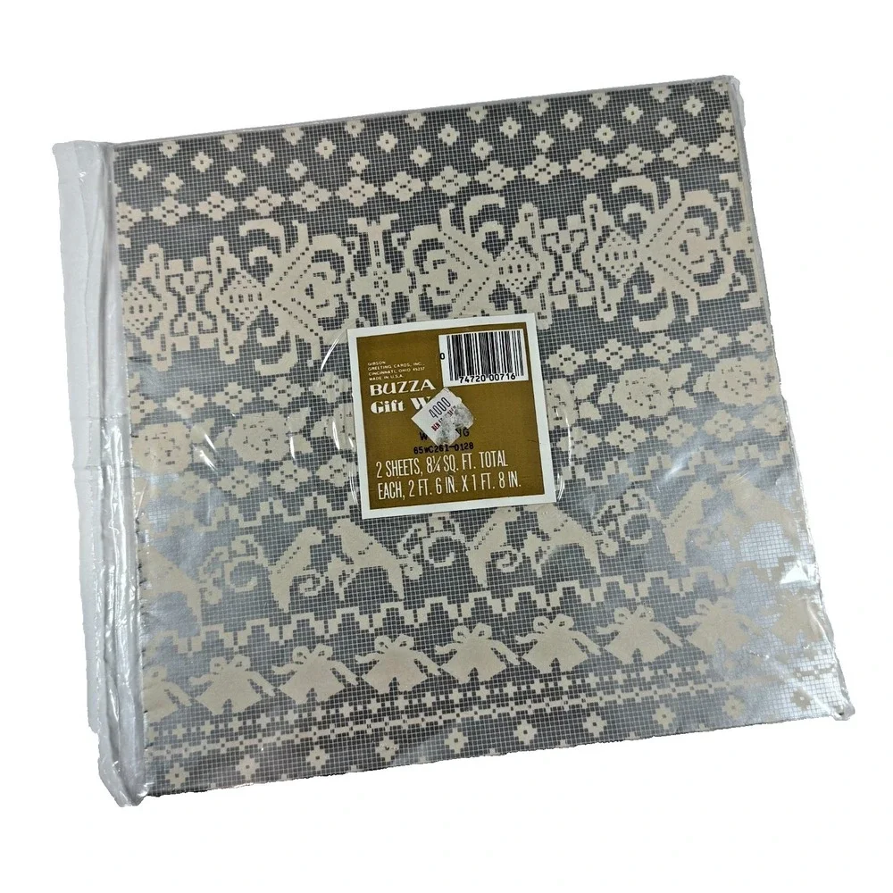 VTG Wedding Wrapping Paper Sheet Gibson‎ Greeting 2 Sheets Unopened Silver Cream