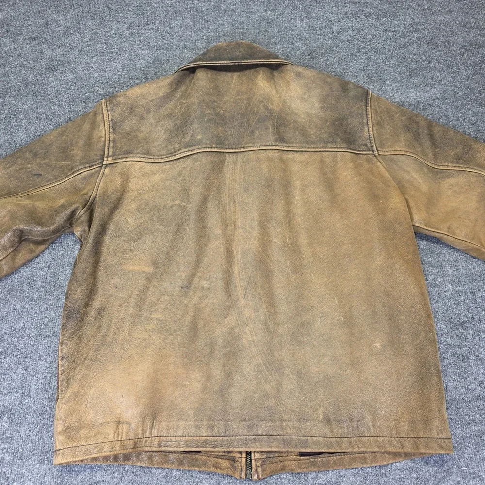 Lund Boats Team Lund Vintage Leather Bomber Jacket Men's Size XL