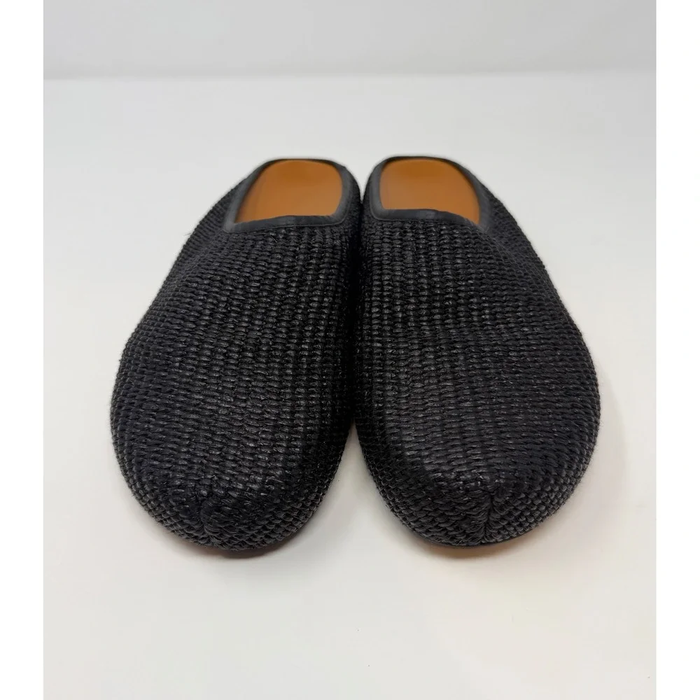 Marni Sabot Raffia Slippers Black Size 11 US 44 EU
