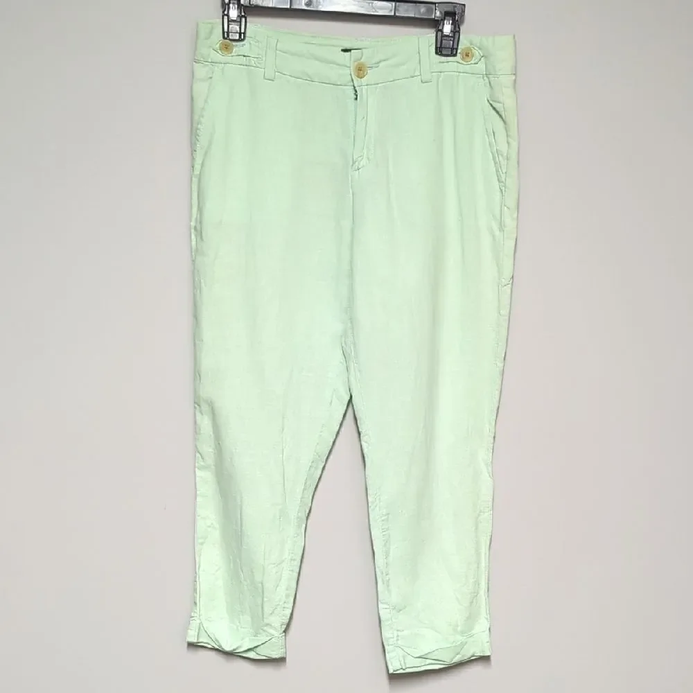 Banana Republic Light Green Linen Cropped Pants