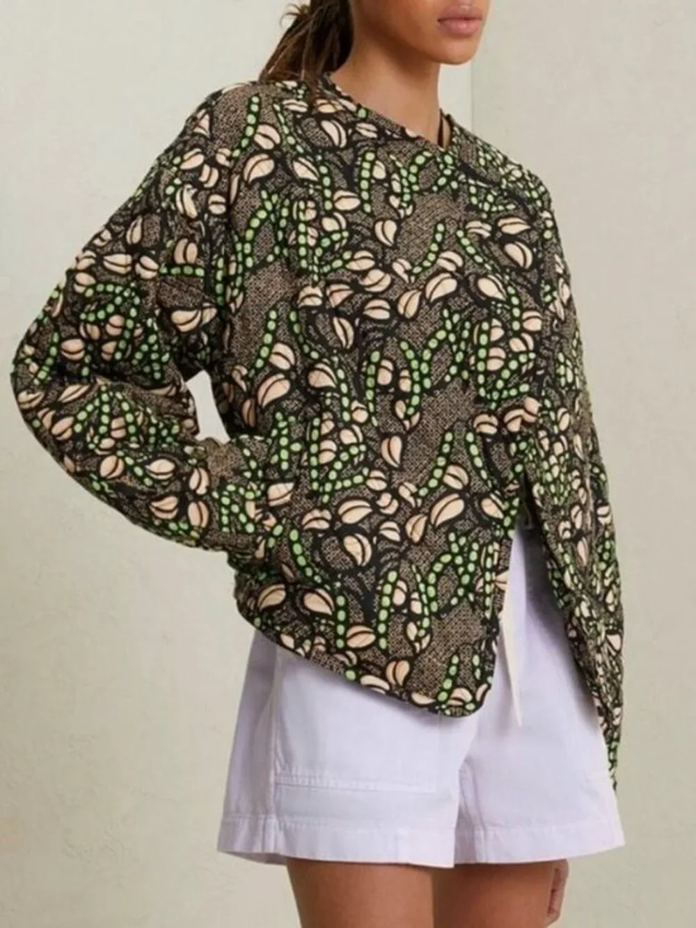 New ALC Emory 100% Cotton Quilted Boho Jacket Beige Green M $595