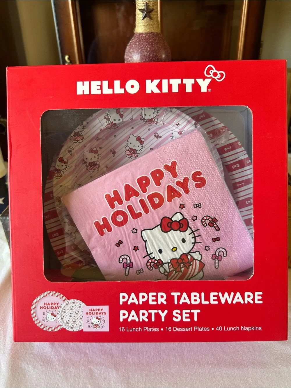 Hello Kitty Paper Party Happy Holidays Tableware Set - New