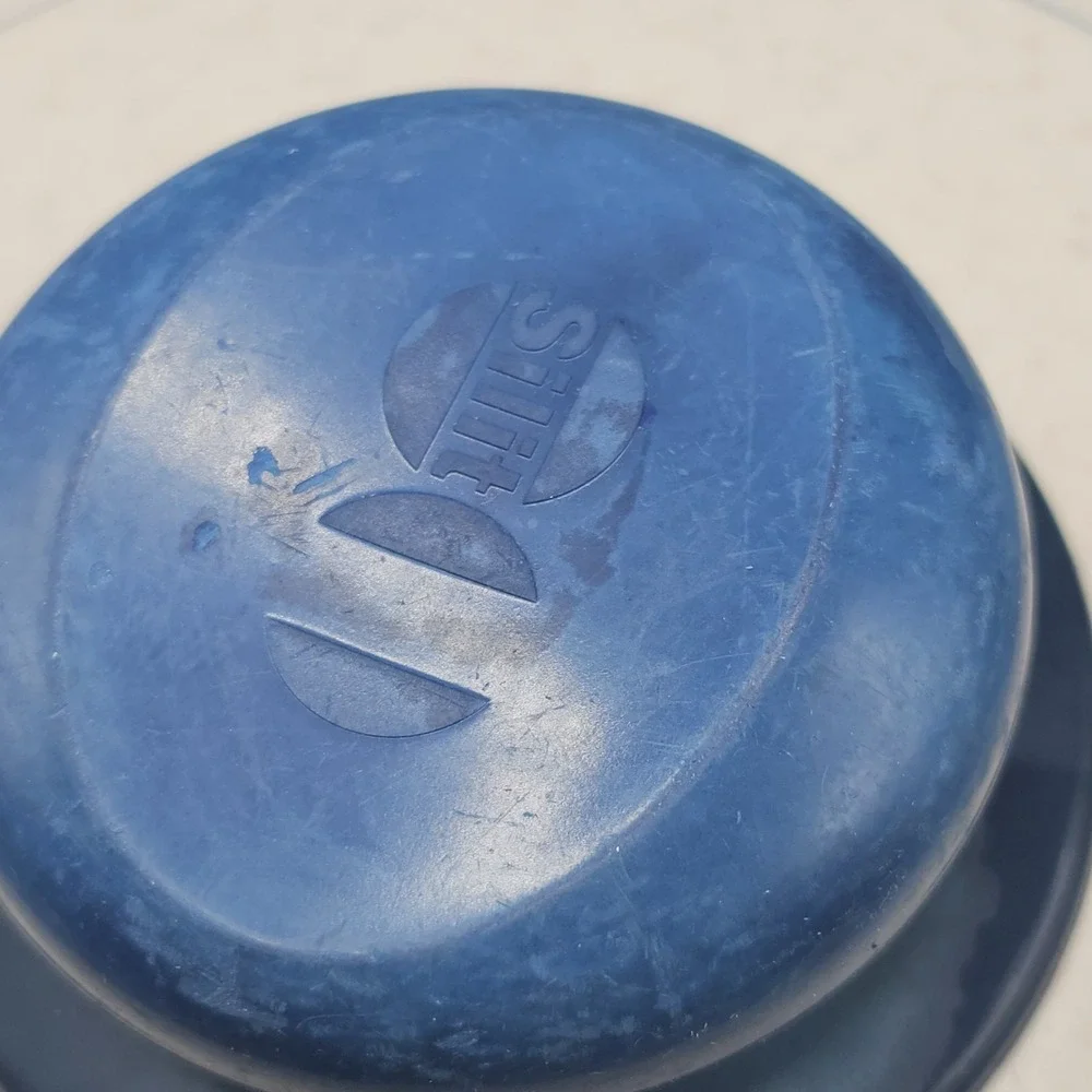Vintage Silit Enamel Blue 1 QT Saucepot & Lid 60s Double Handle Mid Century