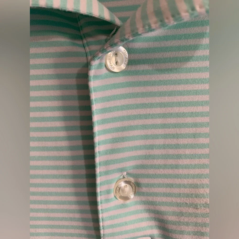 Hickey Freeman Golf Polo Shirt Mens XL Stripe Print Nature Short‎ Sleeve Relaxed