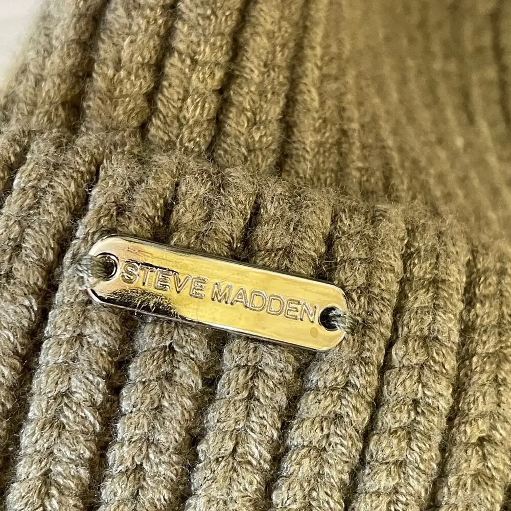 Steve Madden Olive Green and Tan Scarf Hat Glove Set