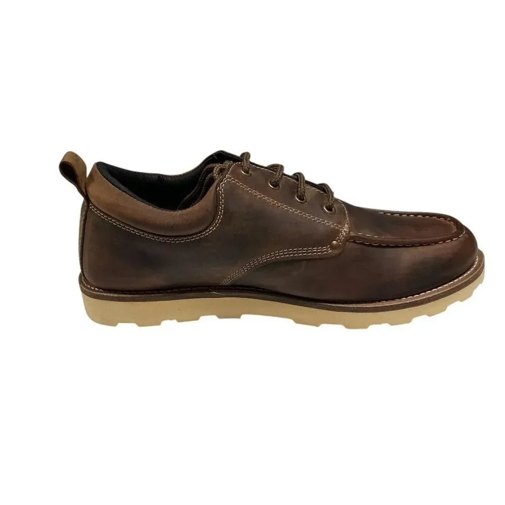 Old West Moc Toe Oxford Shoes Men 10 EE Brown Leather Lace Up Casual Comfort NWD