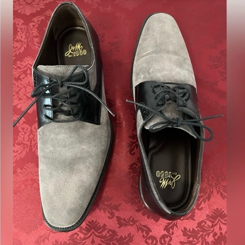 Johnson and Murphy Suede and Leather Oxford Shoes men Size 11.5 Grey and Black