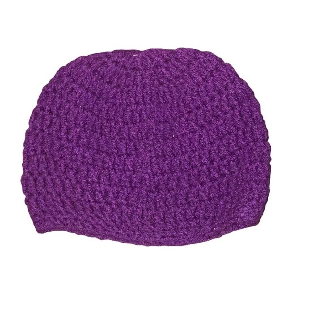 2 Crochet Baby Caps Pink/Purple 18” Sz (1-2 years)