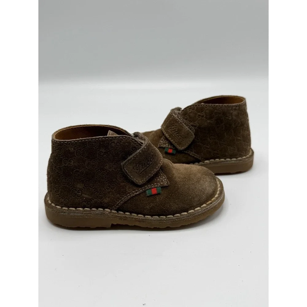 Gucci GG Monogram Suede Brown 271082 Toddler Size EU 20 -US 4.5C/5C