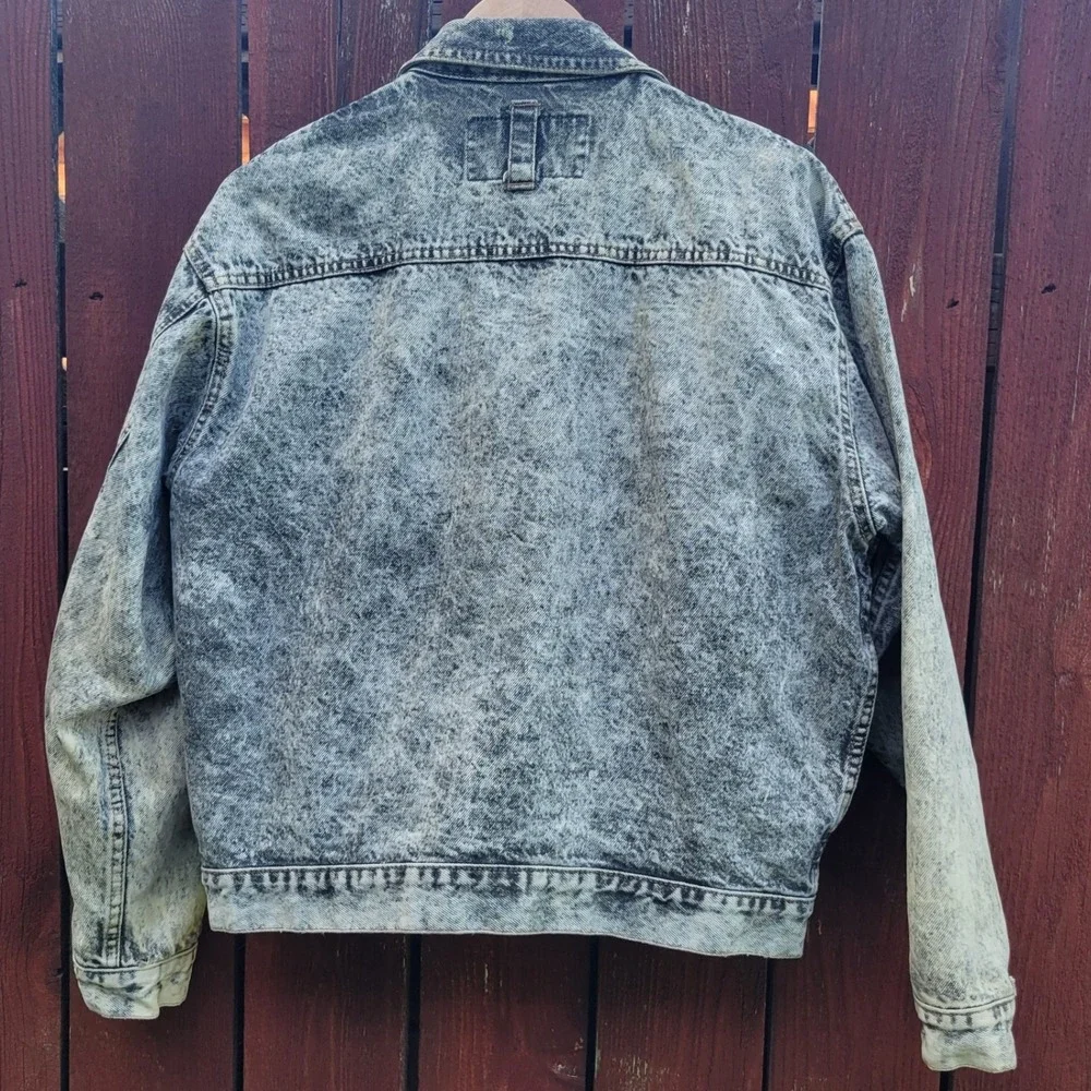 VTG Code Bleu Acid Wash Distressed Denim Trucker Jacket Men S Made in Japan 80s