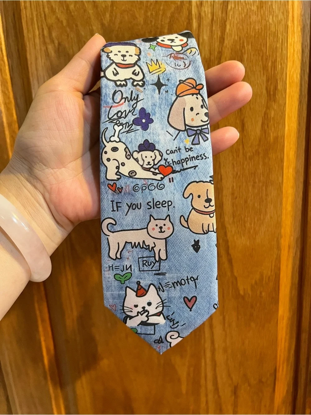 Pet-Themed Blue Cat & Dog Necktie for Cat Lovers