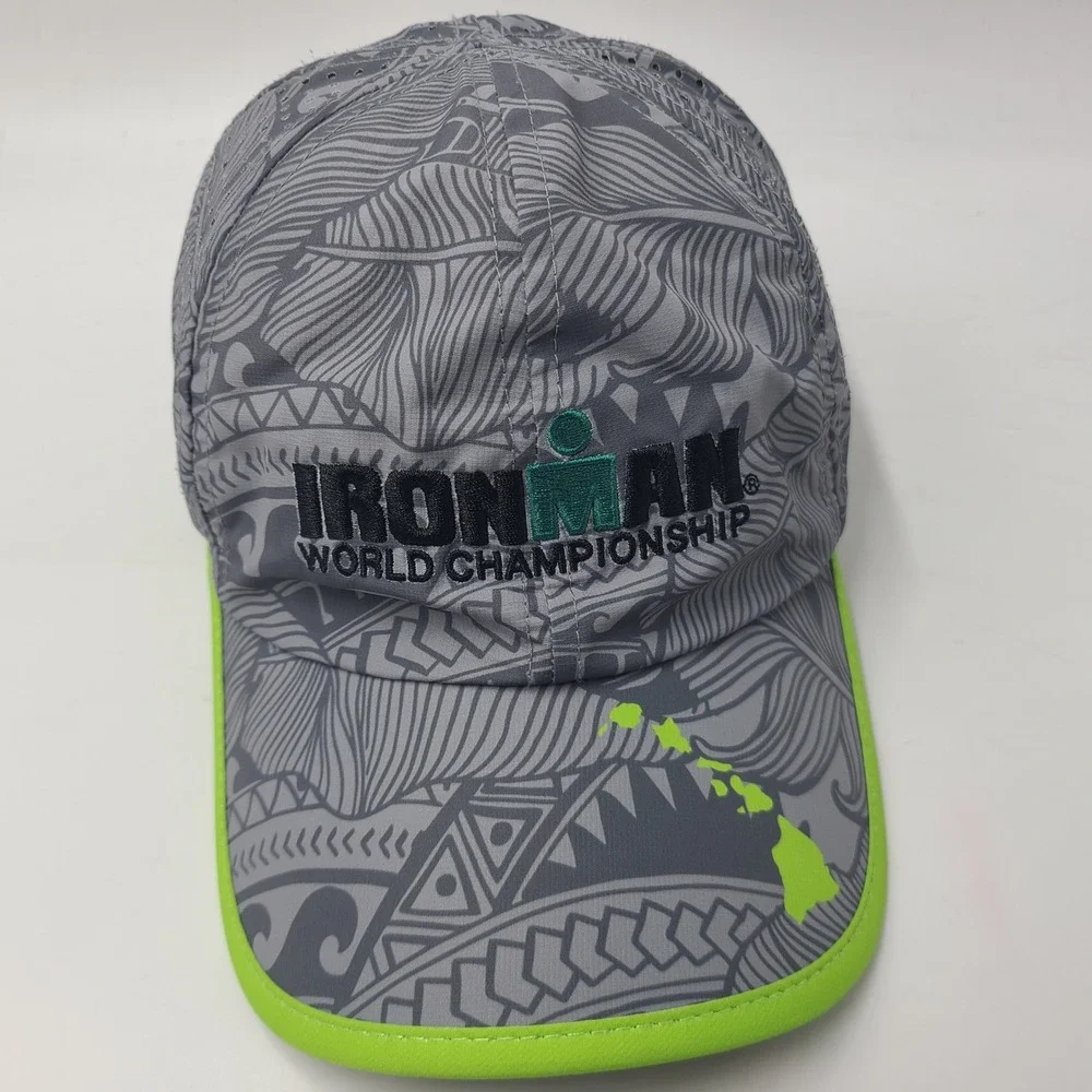 Boco Gear Hat Adjustable Gray Green Ironman World Championship Kona 2017 Running
