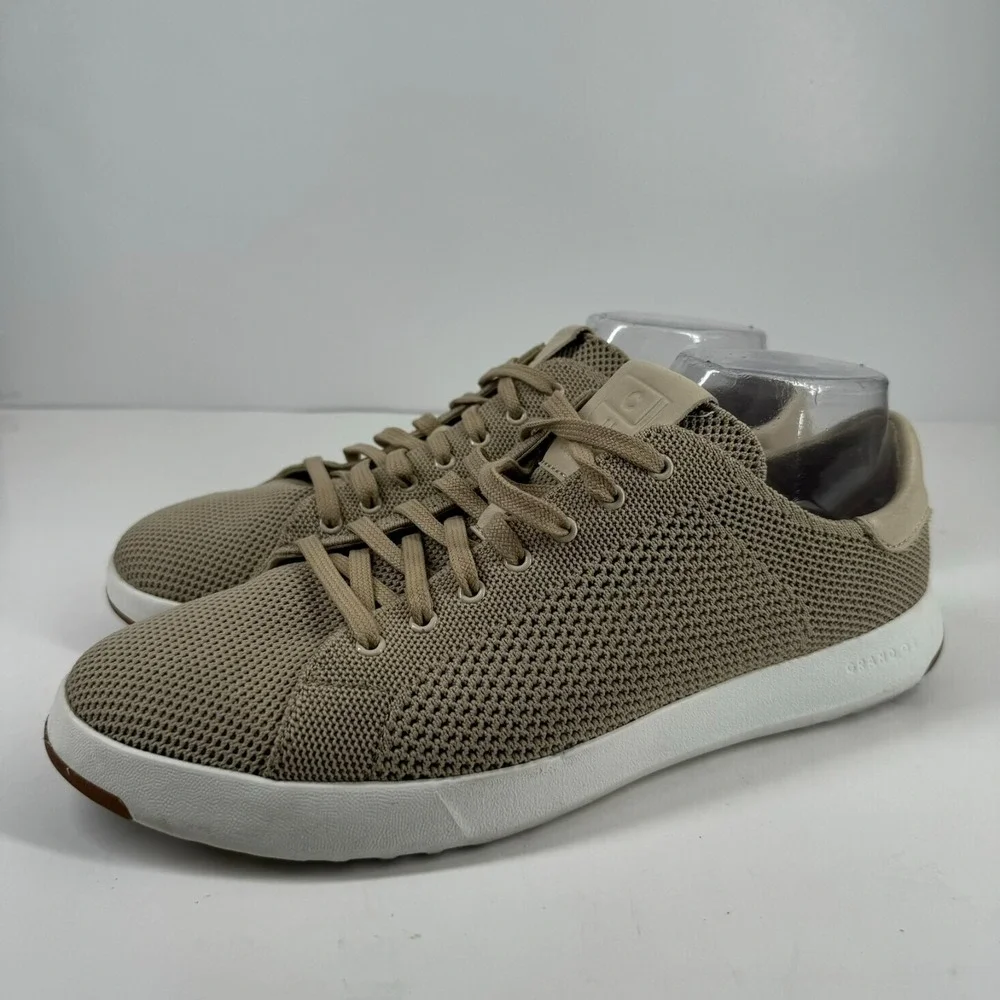 Cole Haan GrandPrø Tennis Stitchlite Men's US 9M Beige Knit Sneakers C26629