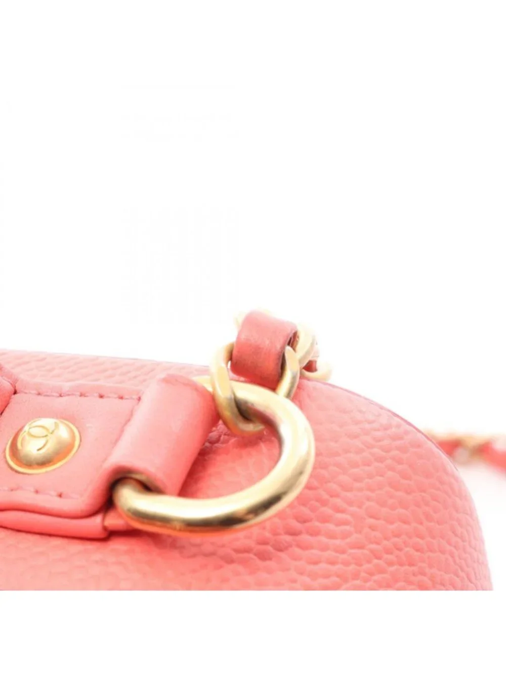 Chanel Shoulder Bag CC Figuri Vanity 2-Way Salmon Pink Caviar Leather CC
