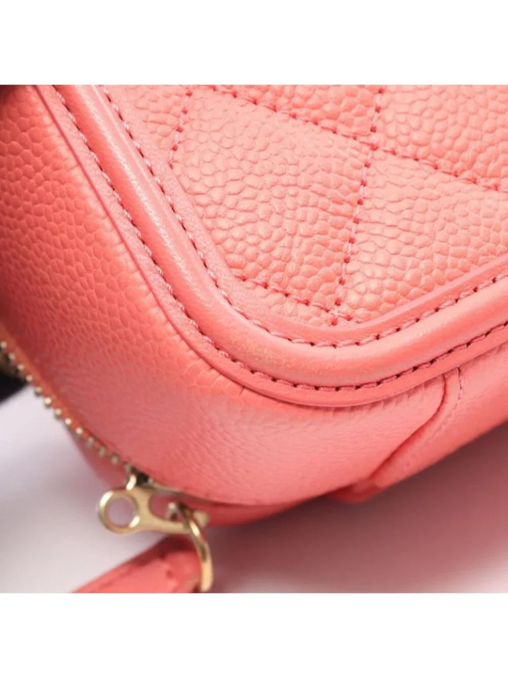 Chanel Shoulder Bag CC Figuri Vanity 2-Way Salmon Pink Caviar Leather CC
