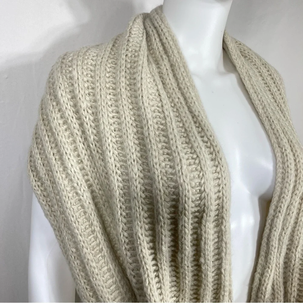 Neosan Bone Colored Ribbed Knit Snood Infinity Scarf