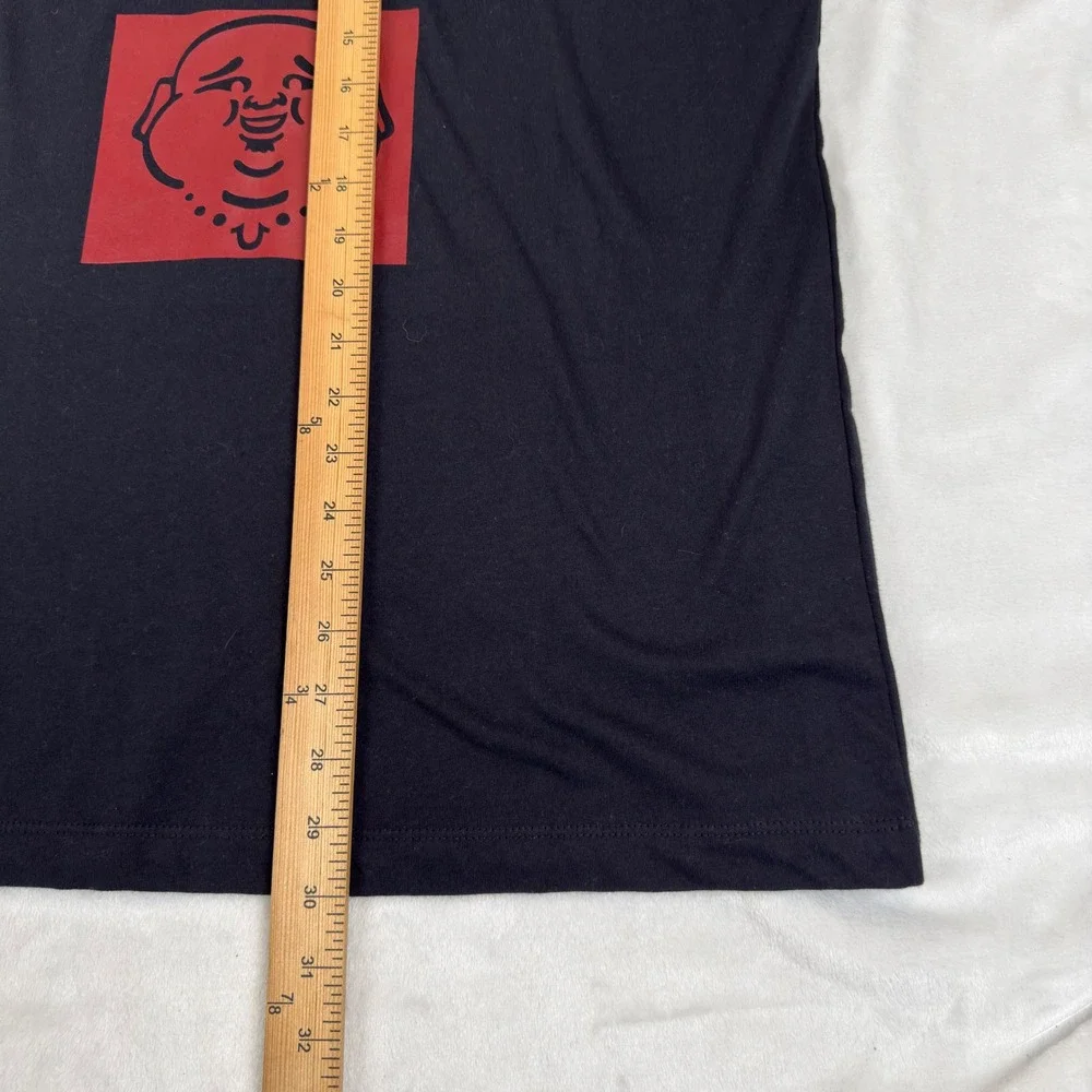 New True Religion Mens Long Sleeve Sidebar Tee Black Red Buddha 107818 Large