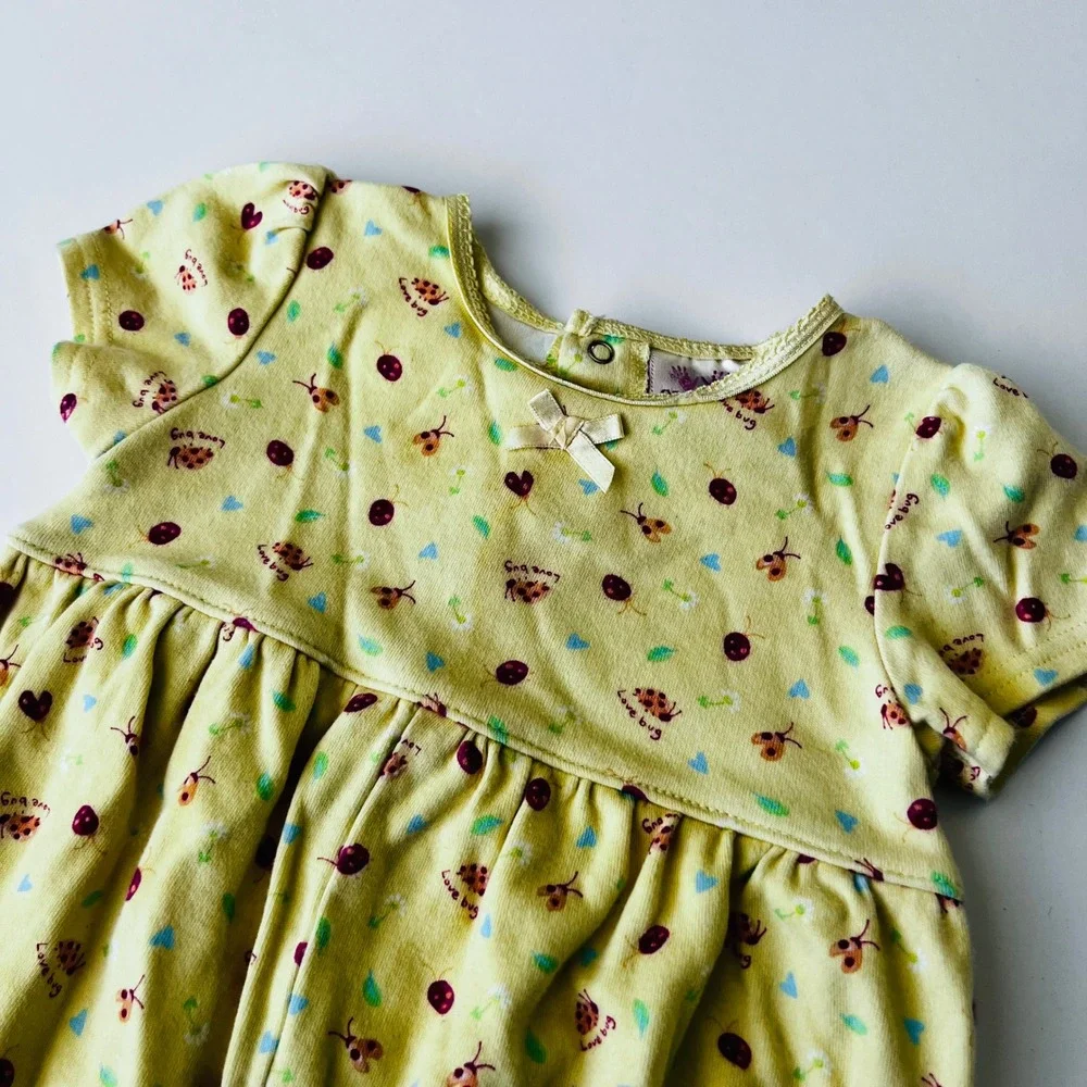 Vintage Carter's Love Bug Ladybug Bubble Romper 6-9M Yellow Cotton