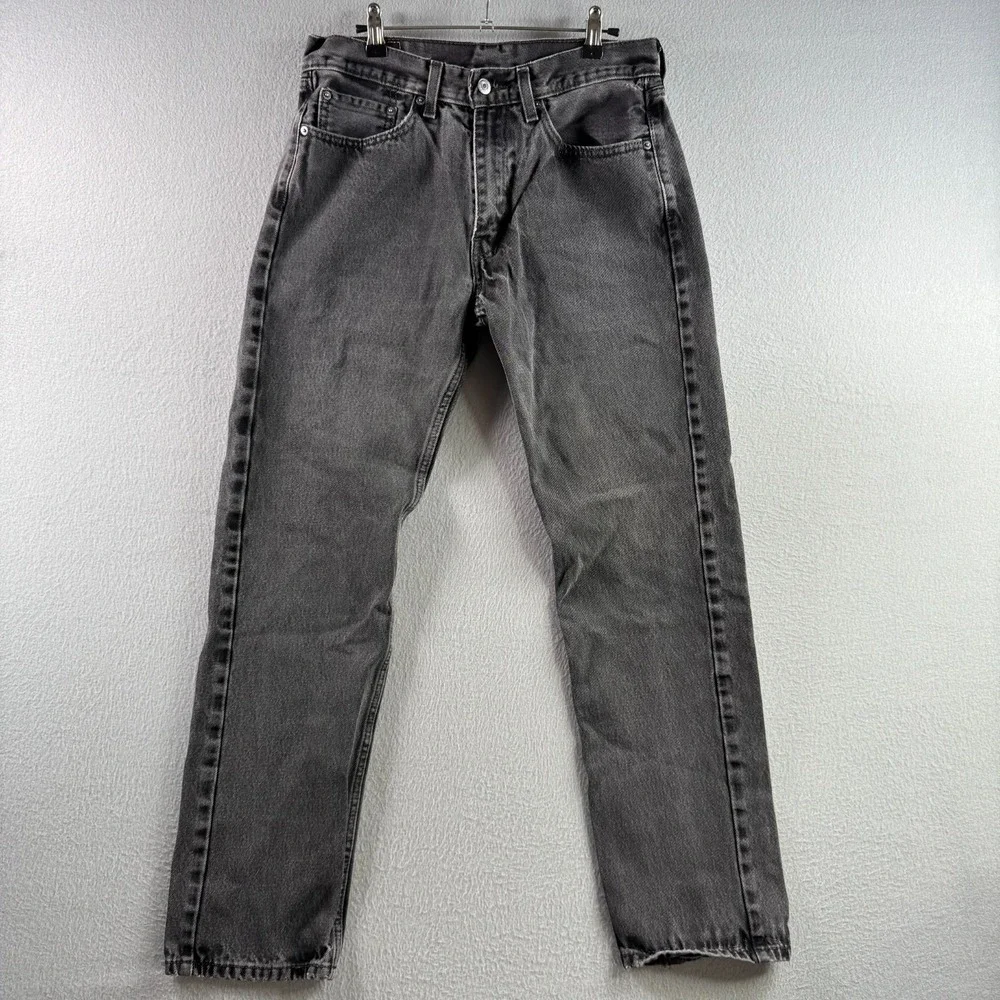 Levis Jeans Mens 33x34 (Fits 31x31) Faded Black 505 Straight Leg Cotton Classic