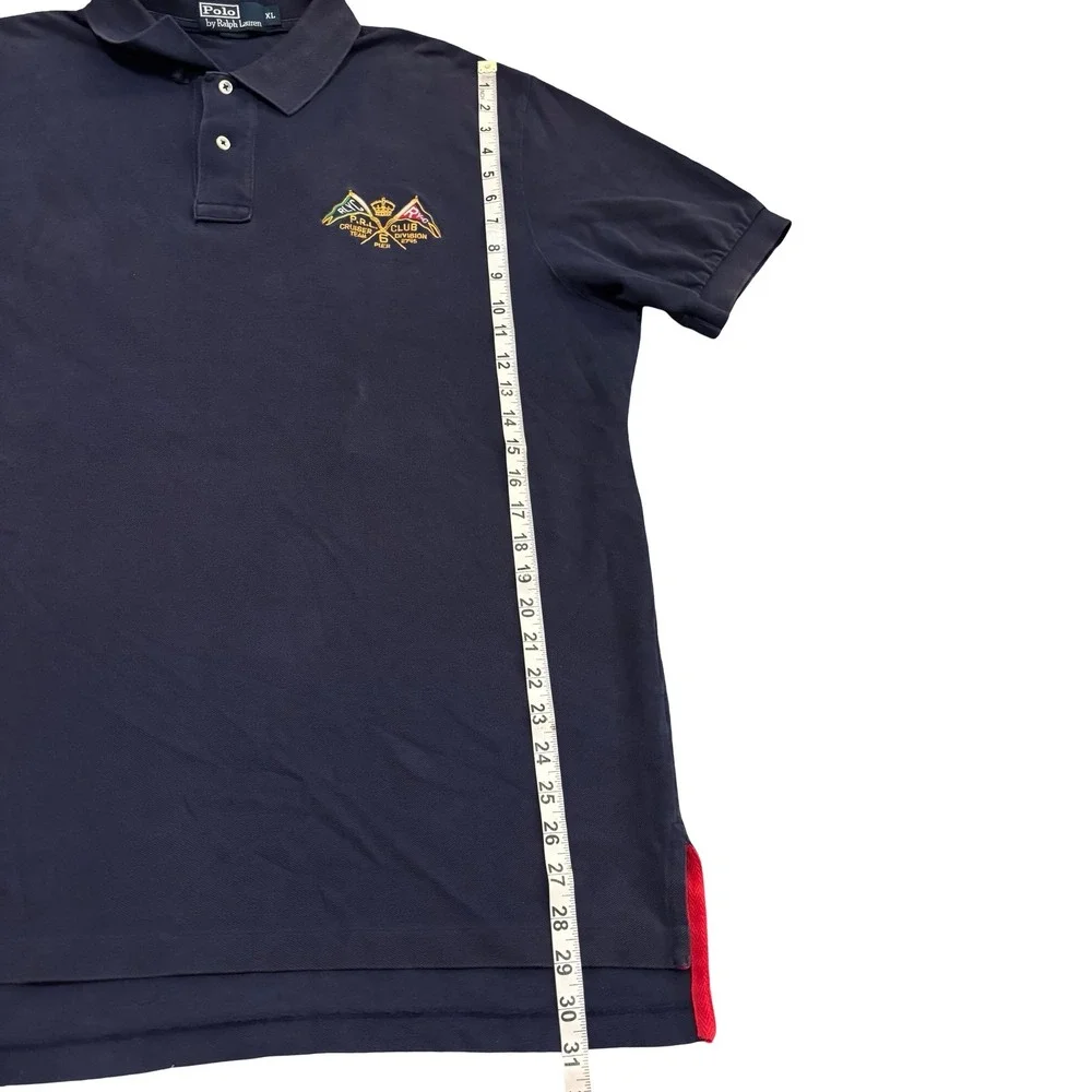Polo Ralph Lauren Mens XL Navy Yacht Club Cruiser Team Graphic Back Patch Polo
