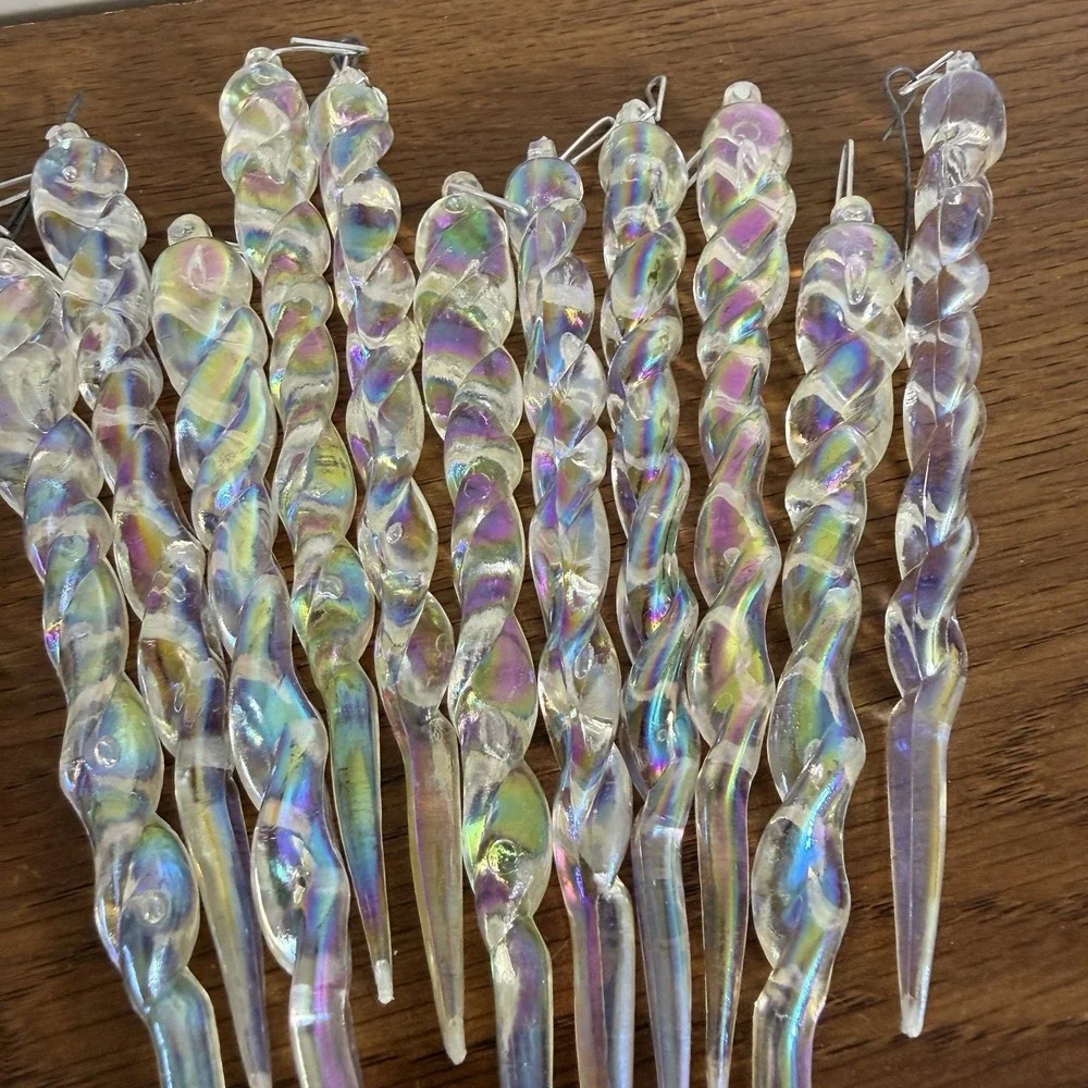 Lot of 23 Vintage Aurora Borealis Twisted Icicle Christmas Ornaments