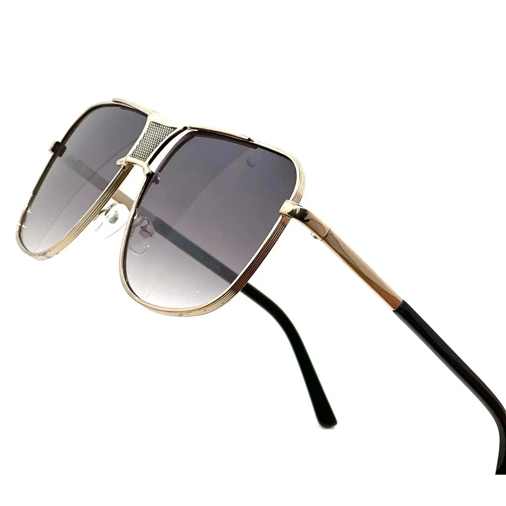 Retro Trendy Sunglasses Men Classic Vintage Square 70s Large Metal Shades Lentes