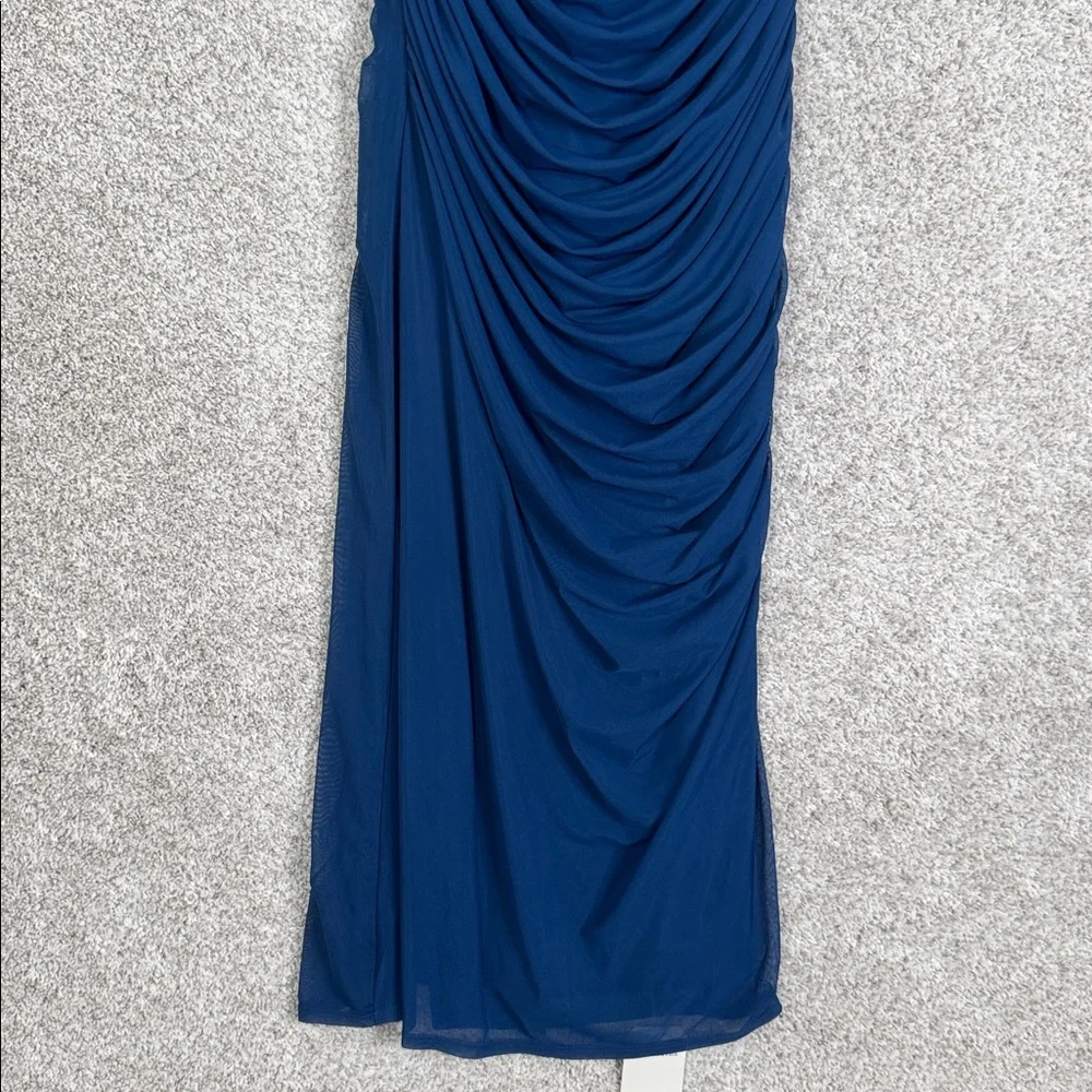 Abercrombie & Fitch Mesh Asymmetrical Off-The-Shoulder Draped Maxi‎ Dress | LT