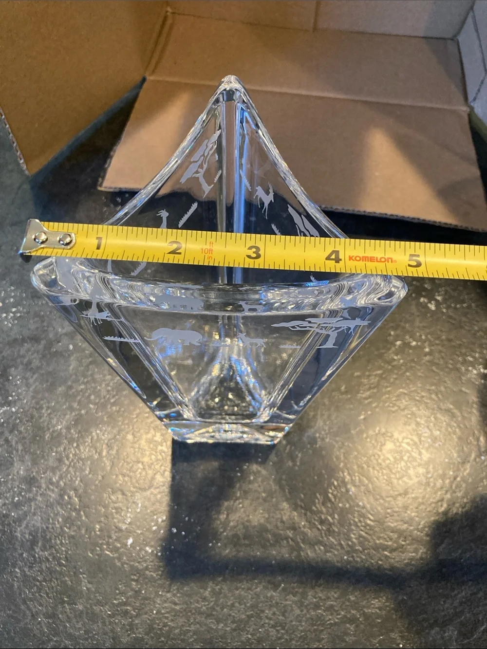 Mikasa Safari clear Crystal triangular vase