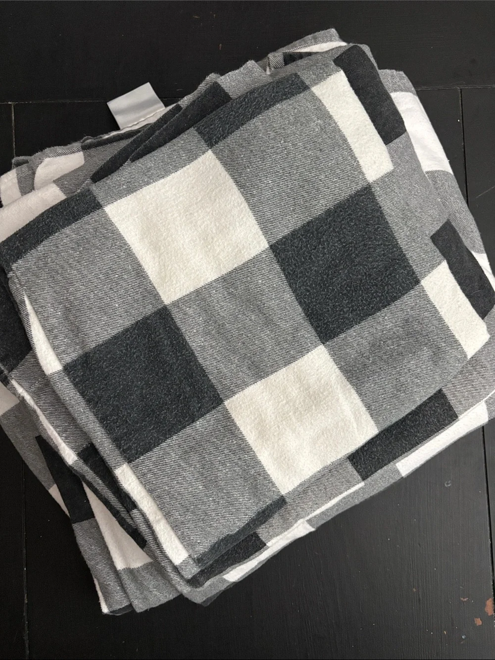 Huntington Home Black and White Buffalo Check Flannel Sheets