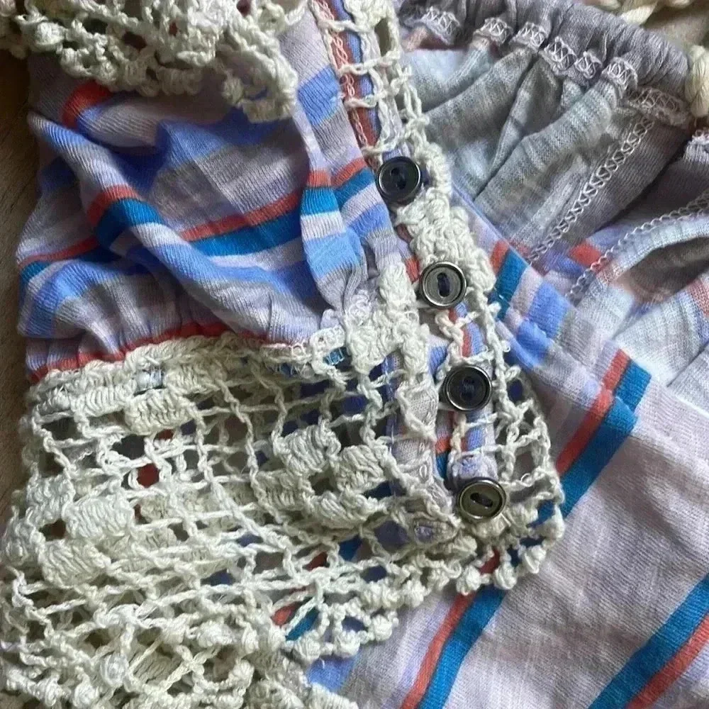 NEW Free People Aruba Crochet Multicolor Striped Crop Top Sz S Style #OB1522759