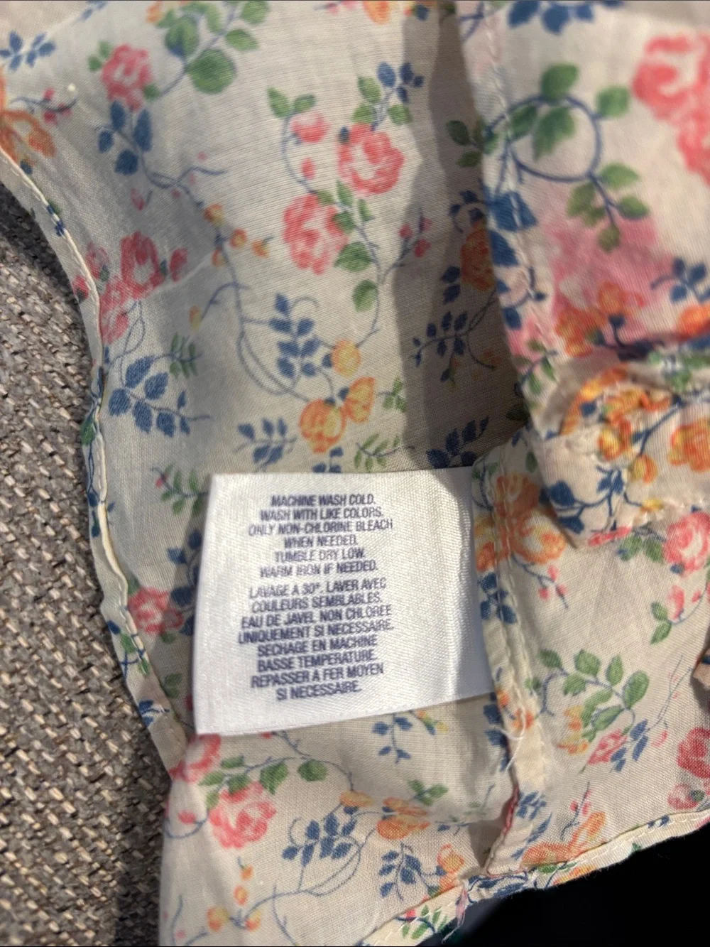 Ralph Lauren Girls' Floral Button-Up Blouse - Cream with Pink, Yellow & Green