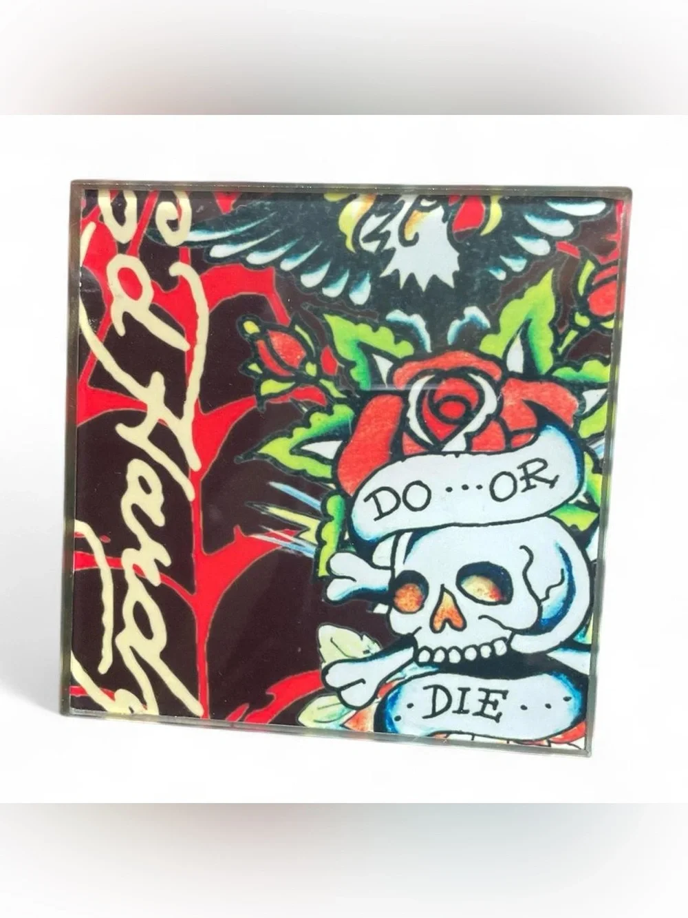 Ed Hardy Skull Tile Coasters in Black, Red, White, Green, Blue