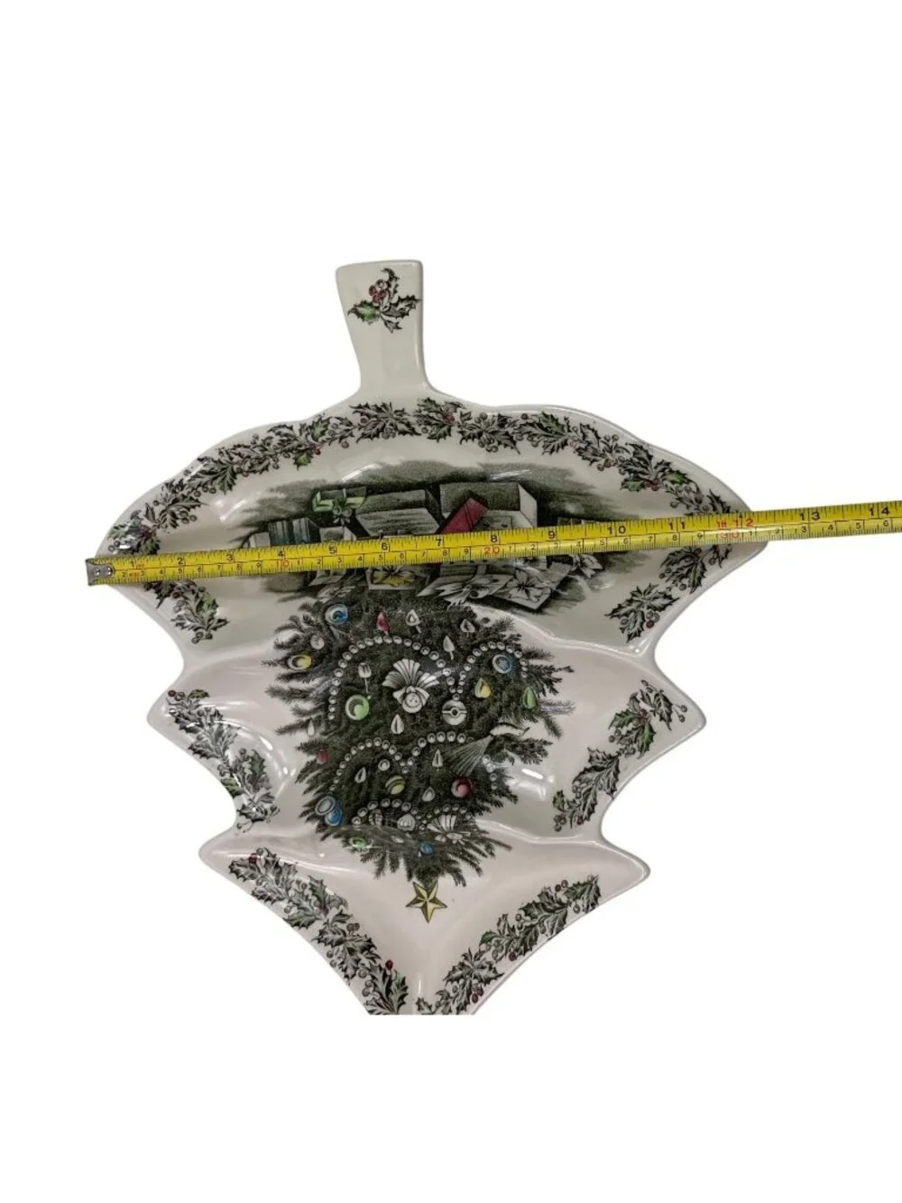 Johnson Bros Merry Christmas Tree-Shaped 3-Part Relish Serving Dish Festive
