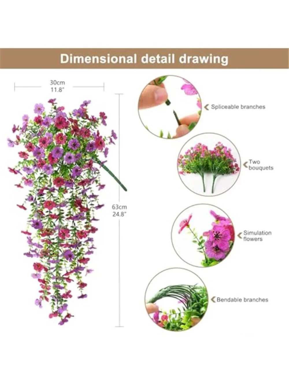 Artificial Hanging Daisy Flowers Faux Silk Outdoor Porch Garden Yard Plant Decor