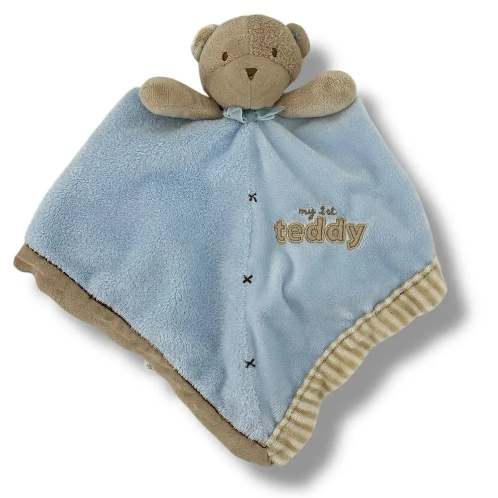 Carters Rattle Bear Lovey Security Blanket My First Teddy Satin Back