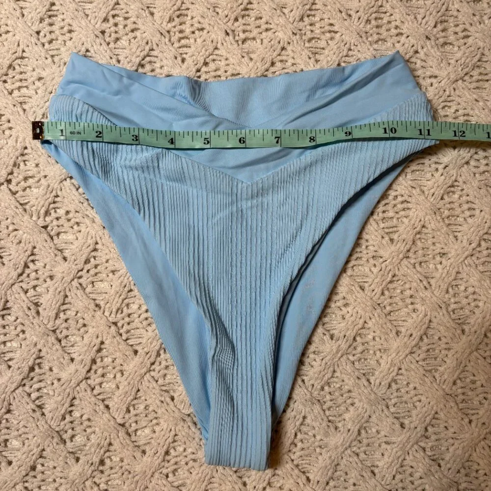 L*Space Ribbed High Waist Bitsy Bikini Bottom‎ Blue - S-NWOT w/hygiene sticker