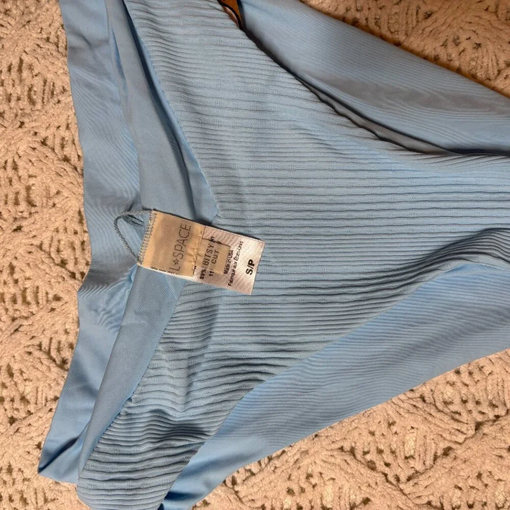 L*Space Ribbed High Waist Bitsy Bikini Bottom‎ Blue - S-NWOT w/hygiene sticker