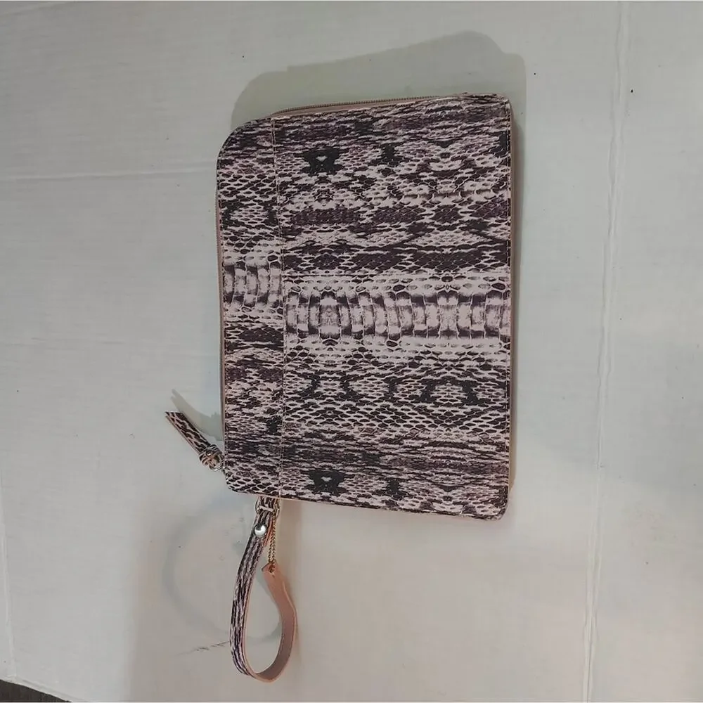 Pink Faux Crocodile Wristlet Accessory Casual Animal Print Boho Rocker Party