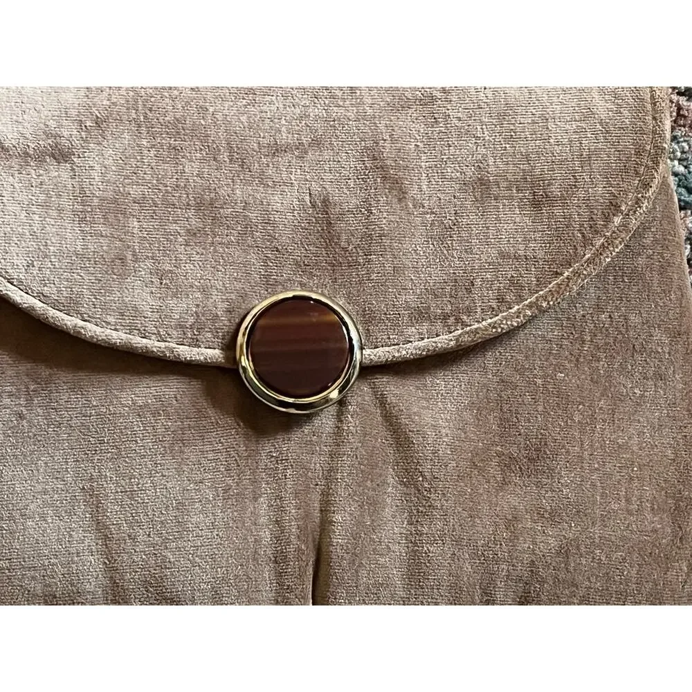 Vintage 1960s HL Harry Levine Small Brown Velvet Handbag Clutch