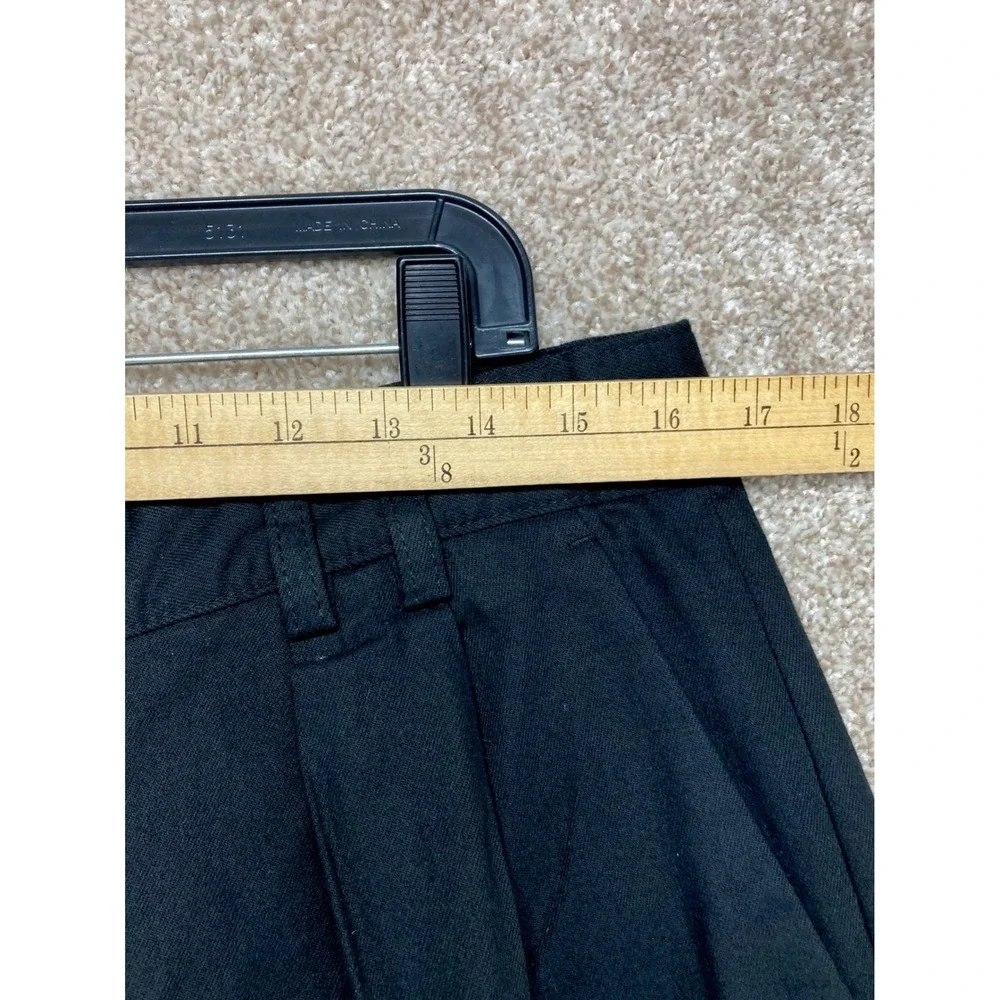 Zara Straight Fit Pleated Chino Pants Mens 32 Black Cotton Office Dark Academia