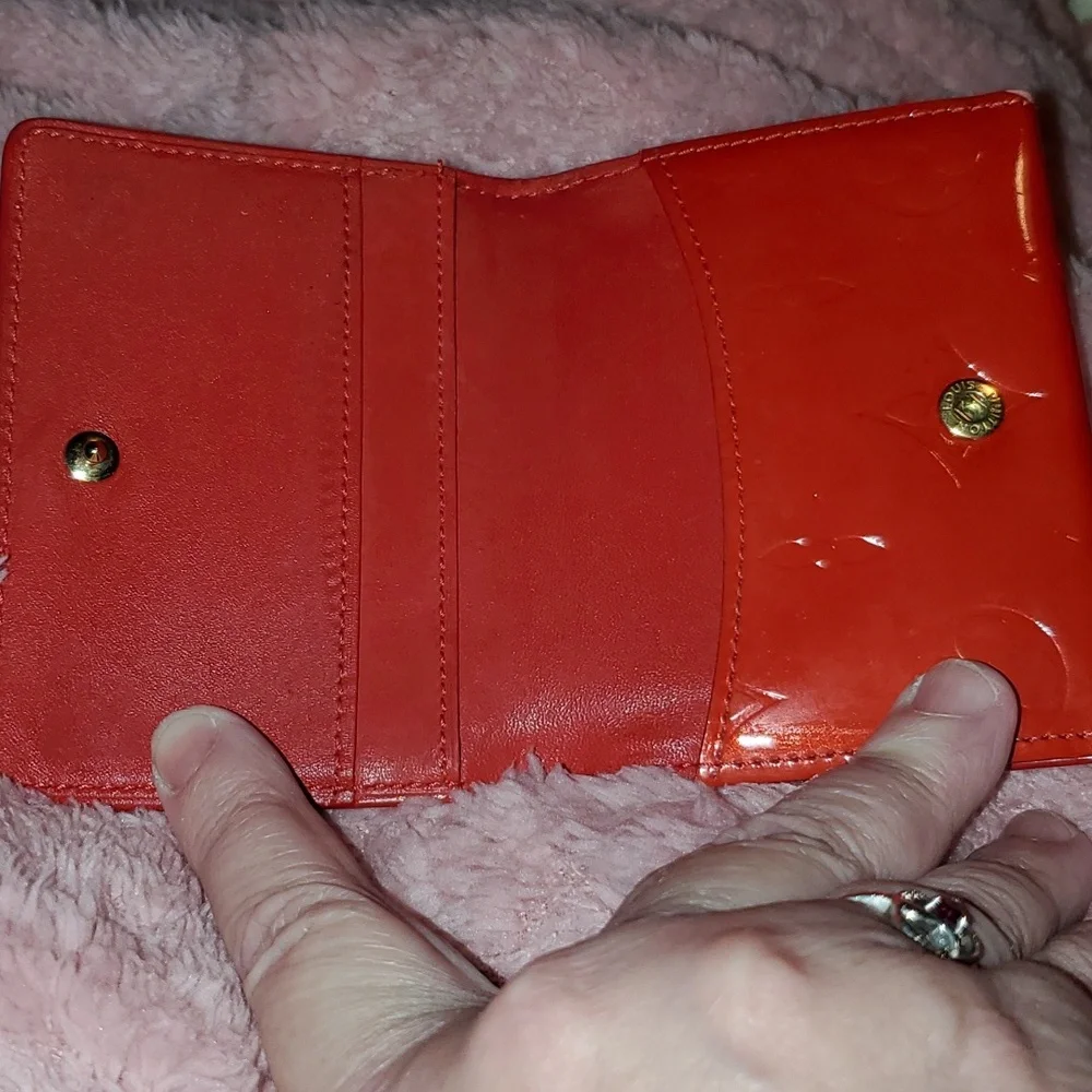 LOUIS VUITTON Vintage Red Snap Wallet w Callouts
