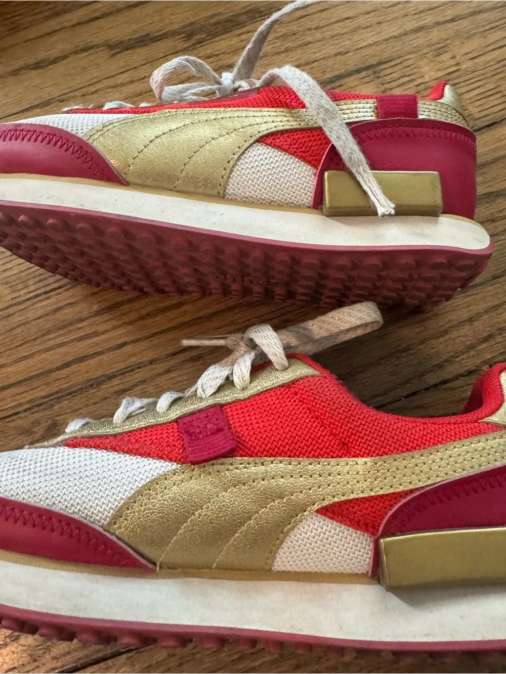 Puma Kids Red & Gold Low-Top Sneakers