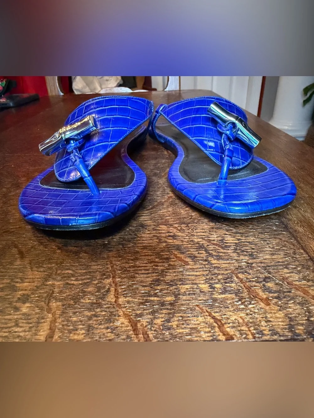 Longchamp blue croc