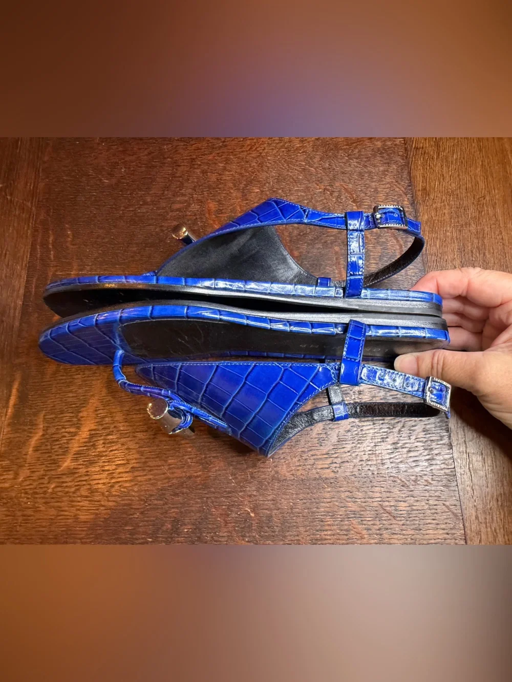 Longchamp blue croc