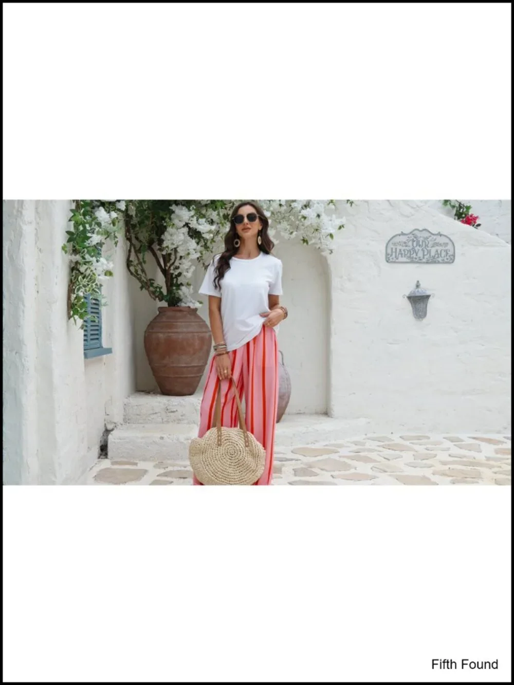 Wide Leg Pants Flowy Palazzo Drawstring Elastic Waist Trousers with Pockets