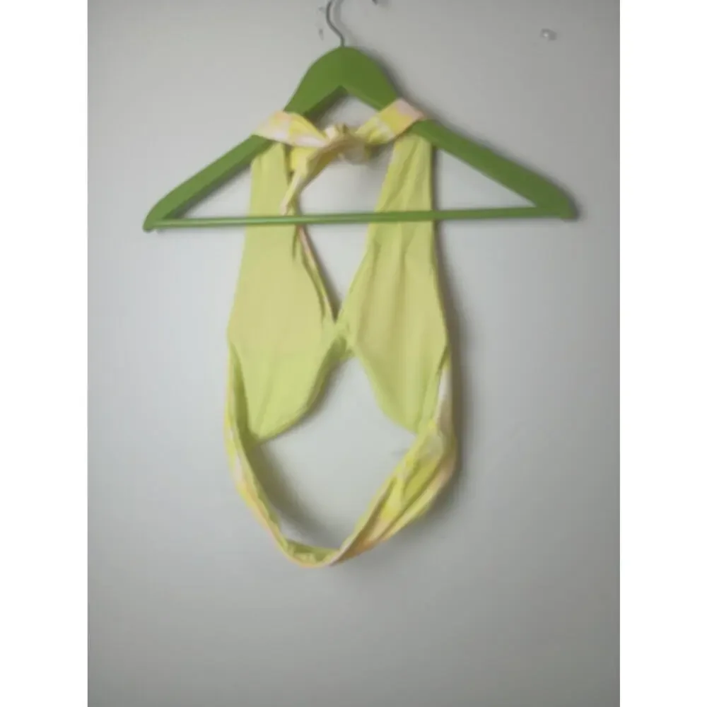 Aerie‎ Yellow Tie Dye Halter Tie Bikini Top Small Women's Beach Vacation Padded