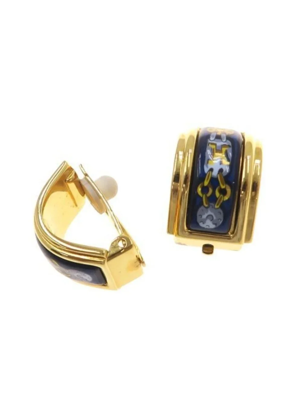 Hermes Enamel Earrings Brown