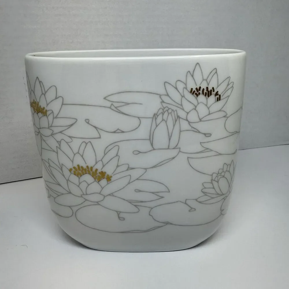 Vintage Rosenthal Studio Linie Germany Porcelain Lily Pad Print Ovoid Shape Vase